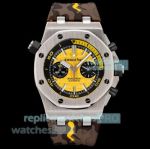 Swiss Clone Audemars Piguet Royal Oak Offshore Yellow Face Diver Chronograph Camo Watch 